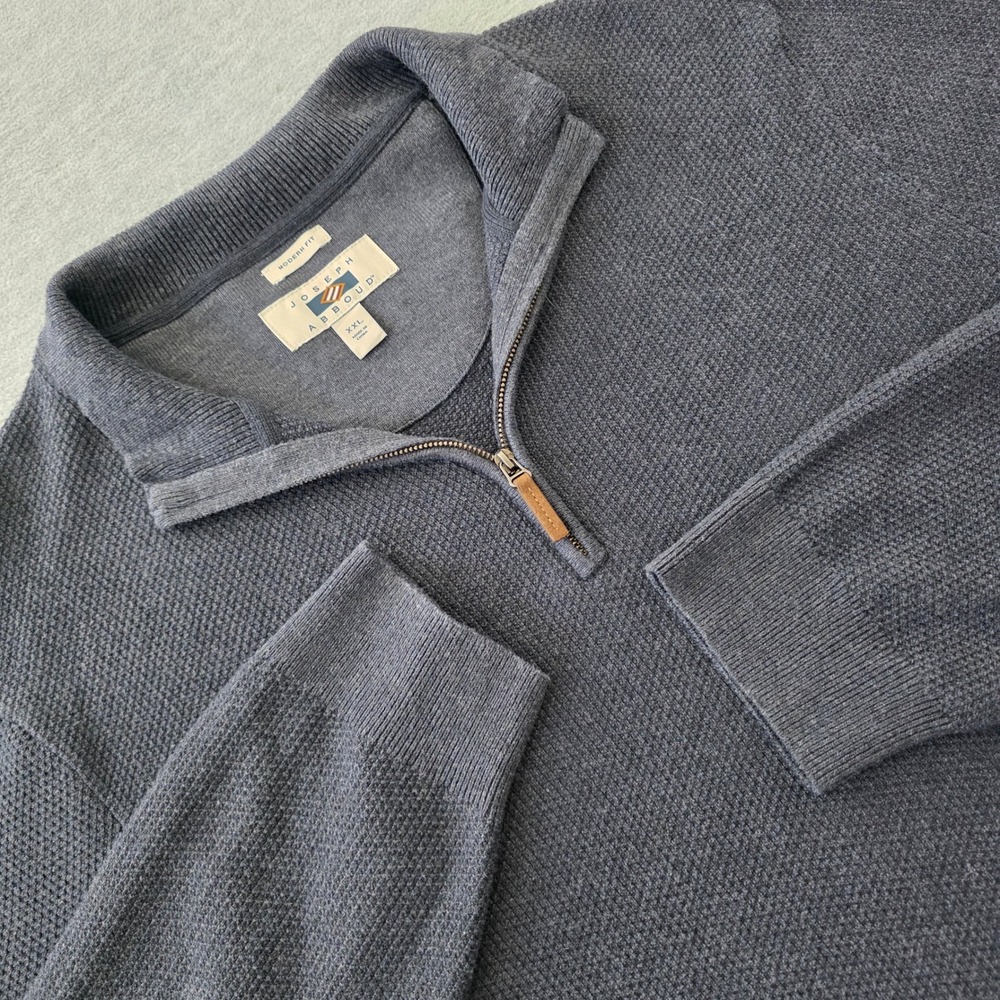 Joseph Abboud Mens XXL Charcoal Gray Quarter Zip Textured Modern Fit Sweater